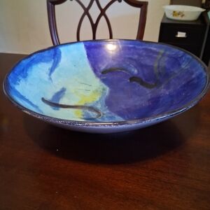 Abstract Blue Ceramic Bowl